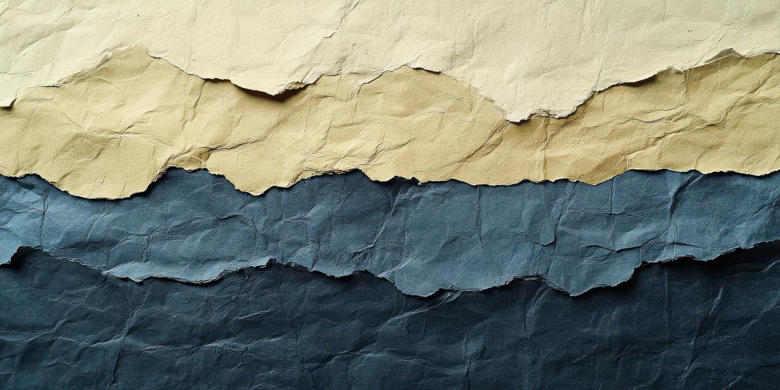 Colorful layers of textured paper create an abstract design resembling waves and landscapes in a minimalistic art style